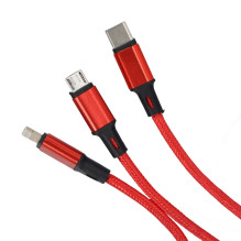 3in1 USB-A USB-C „Lightning“ laidas 1,2 m EPMOB10