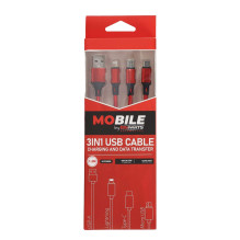 3in1 USB-A USB-C „Lightning“ laidas 1,2 m EPMOB10