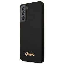 Guess Silicone Script Metal Logo Case for Samsung Galaxy S22+ - Black