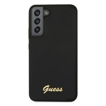 Guess Silicone Script Metal Logo Case for Samsung Galaxy S22+ - Black