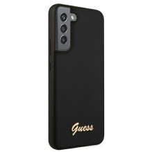 Guess Silicone Script Metal Logo Case for Samsung Galaxy S22+ - Black