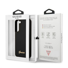 Guess Silicone Script Metal Logo Case for Samsung Galaxy S22+ - Black