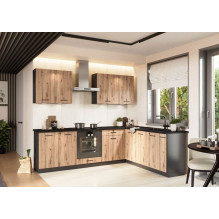 Cosmo Design ANIKA kitchen furniture set, artisan oak / graphite 2.0 / 2.6