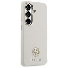 Guess Rhinestone Round Logo MagSafe Case for Samsung Galaxy S26+ - Beige