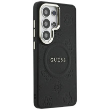 Guess Saffiano Peony Embossed Ring MagSafe Case for Samsung Galaxy S26 Ultra - Black