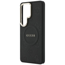 „Guess Saffiano Peony Reljefinis MagSafe Dėklas, skirtas „Samsung Galaxy S26 Ultra“ – juodas