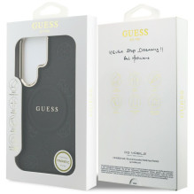 Guess Saffiano Peony Embossed Ring MagSafe Case for Samsung Galaxy S26 Ultra - Black