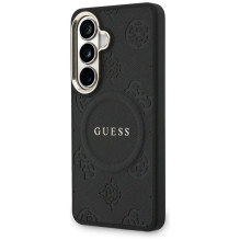 Guess Saffiano Peony Embossed Ring MagSafe case for Samsung Galaxy S26+ - black