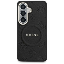 „Guess Saffiano Peony Embossed Ring MagSafe“ dėklas, skirtas „Samsung Galaxy S26+“ – juodas