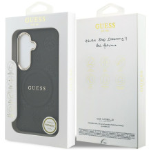 Guess Saffiano Peony Embossed Ring MagSafe case for Samsung Galaxy S26+ - black