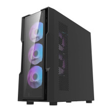 Kompiuterio korpusas - darkFlash DK431 E-ATX / ATX / M-ATX, grūdintas stiklas, 4 RGB ventiliatoriai, juodas