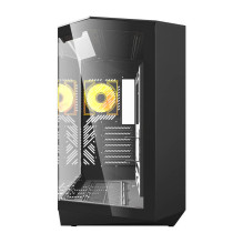 Kompiuterio korpusas - darkFlash DY470 Midi Tower ATX / ITX / µATX, 4 ARGB ventiliatoriai, juodas