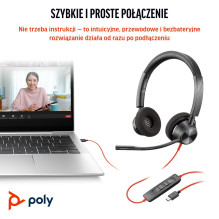 Ausinės - Poly Blackwire 3320 Stereo USB-C ausinės, Microsoft Teams sertifikuotos, juodos