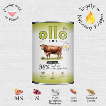 Šunų maistas - OLLO Plus kolagenas jautienos drėgnas šunų maistas 400g be grūdų