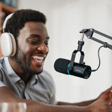 Mikrofonas - Feelworld PM1 AS dinaminis USB C kardioidinis su ausinių jungtimi