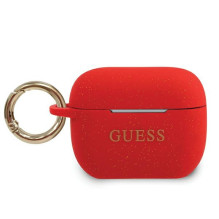 „Guess“ silikoninis blizgučių dėklas „AirPods Pro“ – raudonas
