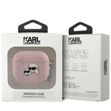 Karl Lagerfeld Monogram Karl Choupette Head dėklas, skirtas AirPods 3 – rožinis