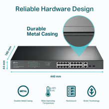 Jungiklis, TP-LINK, TL-SG1218MP, darbalaukis / stovas, stovas, 16x10Base-T / 100Base-TX / 1000Base-T, PoE+ prievadai 16,