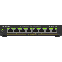 NETGEAR 8 prievadų gigabito eterneto didelės galios „PoE+ Plus“ komutatorius (GS308EPP) valdomas L2 / L3 gigabito eterne