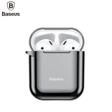 Baseus Metallic Shining Ultra-thin Silicone Protector Case with Hook for Airpods 1 / 2 Black