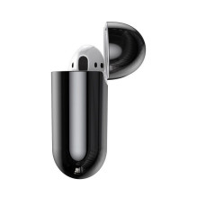 Baseus Metallic Shining Ultra-thin Silicone Protector Case with Hook for Airpods 1 / 2 Black