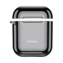 Baseus Metallic Shining Ultra-thin Silicone Protector Case with Hook for Airpods 1 / 2 Black