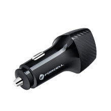 Forcell Car charger Forcell F-Energy Carbon USB C QC3.0 PD 3A 20W + cable USB C to Lightning CC50-1C black