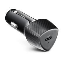 „Forcell“ automobilinis įkroviklis „Forcell F-Energy Carbon USB C QC3.0 PD 3A 20W“ + laidas USB C - „Lightning CC50-1C“,
