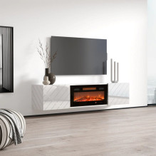 RTV LUXE cabinet 182.6x34.5x37.5 white / gloss white + black fireplace RTV LUXE cabinet 182.6x34.5x37.5 white / gloss white + black fireplace