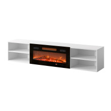 RTV cabinet POLO 180x33x39 white + fireplace black RTV cabinet POLO 180x33x39 white + fireplace black