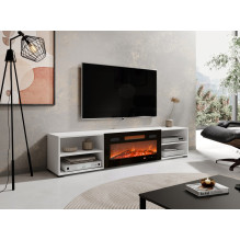 RTV cabinet POLO 180x33x39 white + fireplace black RTV cabinet POLO 180x33x39 white + fireplace black