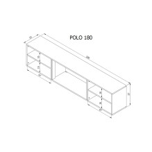RTV cabinet POLO 180x33x39 white + fireplace black RTV cabinet POLO 180x33x39 white + fireplace black
