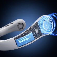 „Jisulife Neck Fan 4“ 5000mAh nešiojamas USB kaklo ventiliatorius – pilkas