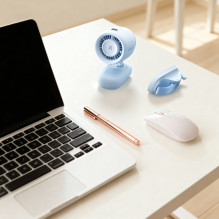 „Jisulife“ vežimėlio ventiliatorius 4, 5000 mAh, mini ventiliatorius vežimėliui su metaliniu spaustuku – mėlynas