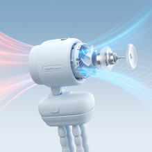 „Jisulife“ vežimėlio ventiliatorius 4, 5000 mAh, mini ventiliatorius vežimėliui su lanksčiu trikoju – mėlynas