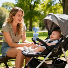 Jisulife Stroller Fan 4 5000mAh Mini Fan for Stroller with Flexible Tripod - Blue