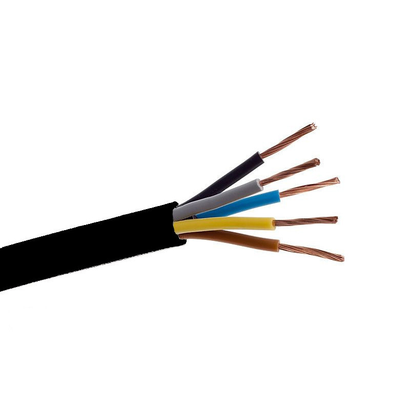 CYKY 5x4 elektrības kabelis ar vara monolītu dzīslu. Paredzēts lietošanai ārtelpās.