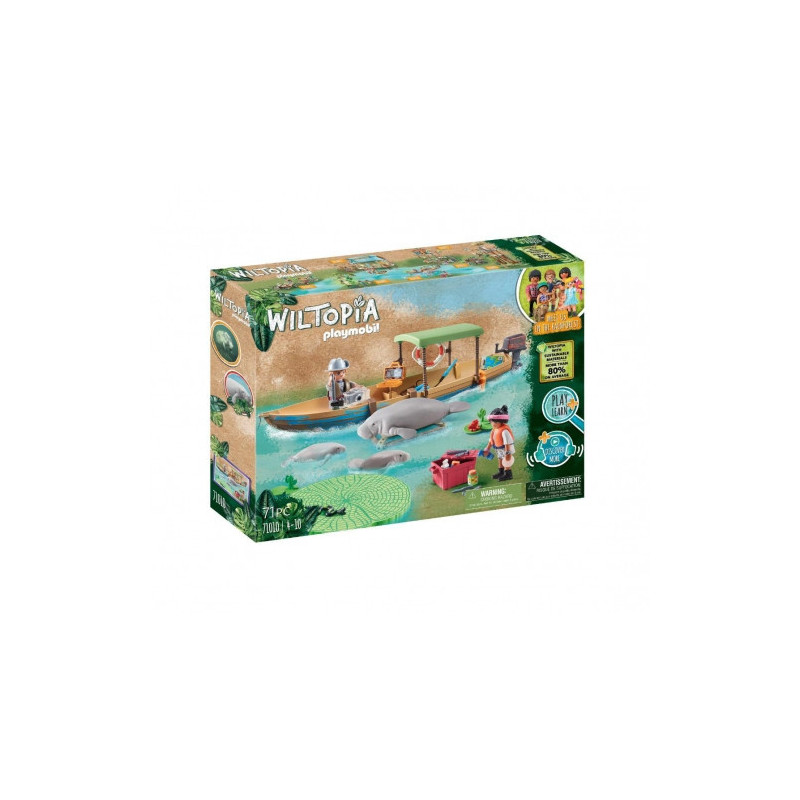 Toy set - Playmobil 71010 Wiltopia Boat Trip to the Manatees (boat, figures, accessories)