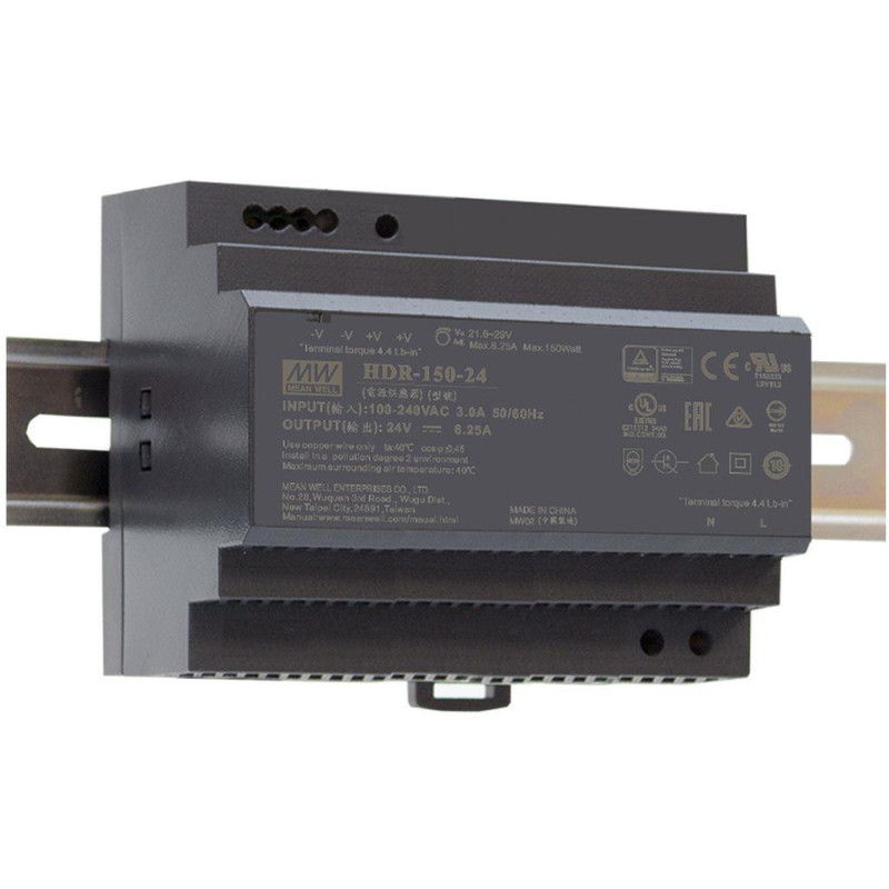 Switching power supply 48V 153.6W 3.2A, DIN rail mount, MEAN WELL, HDR-150-48