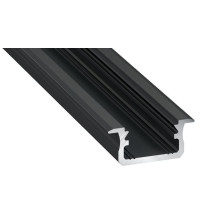 Aluminum profile for Lumines LED strips (black, anodized, 3m)