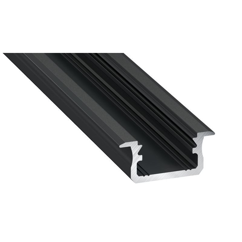 Aluminum profile for Lumines LED strips (black, anodized, 3m)