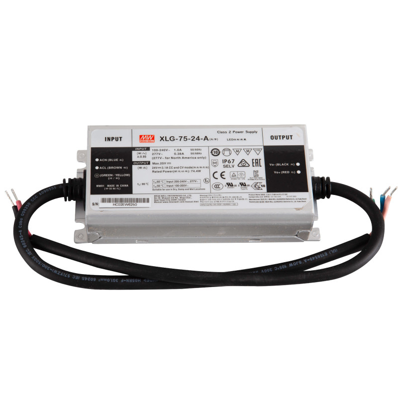 Switching power supply LED 24V 75W 3.1A, IP67, dimmable, MEAN WELL, XLG-75-24-A