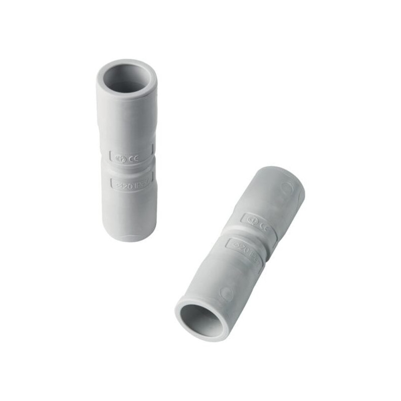 Straight connection Elettrocanali EC74020 (D20, grey (RAL7035), with flared end, halogen-free)