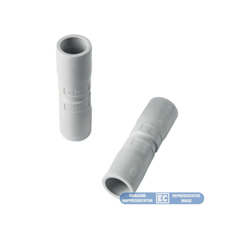 Straight connection Elettrocanali EC74025 (D25, grey (RAL7035), with flared end, halogen-free)