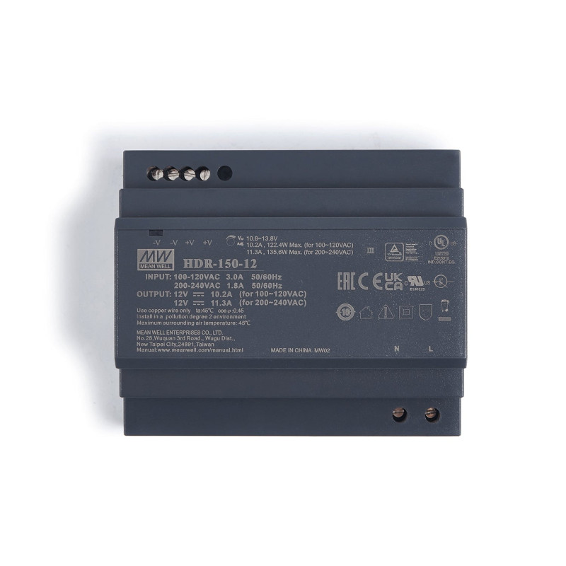 Switching power supply 12V 135.6W 11.3A, DIN rail mount, MEAN WELL, HDR-150-12