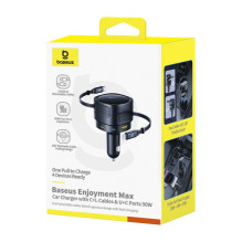 Automobilinis įkroviklis - Baseus Enjoyment Max 90W USB-C, Lightning, USB-A Juodas
