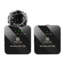 Mikrofonas - Puluz Wireless Lavalier TX+RX 10h Battery Bluetooth Black