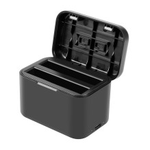 Įkrovimo dėklas - Puluz Insta360 X4 Dual Battery Charger, Memory Card Storage, Juoda