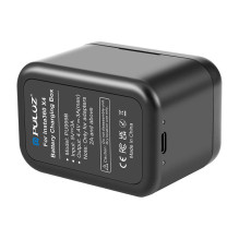 Įkrovimo dėklas - Puluz Insta360 X4 Dual Battery Charger, Memory Card Storage, Juoda