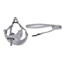 Gyvūnų reikmenys - Dogness Walking Set 1.5m Leash + Harness Nylon Mesh Light Gray